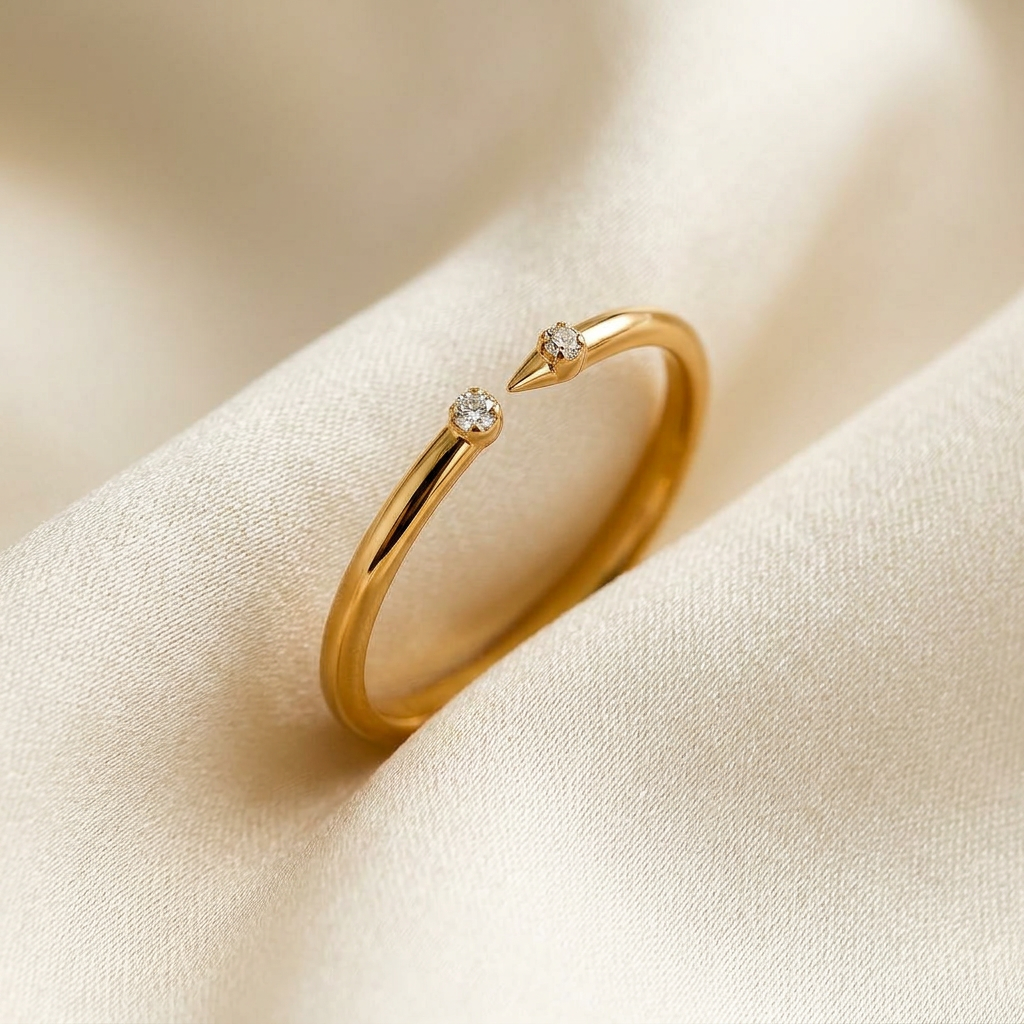 9KT Stackable Diamond Band view 2