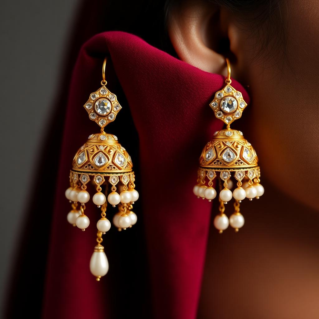 Traditional Diamond Jhumka — KISNA Earrings