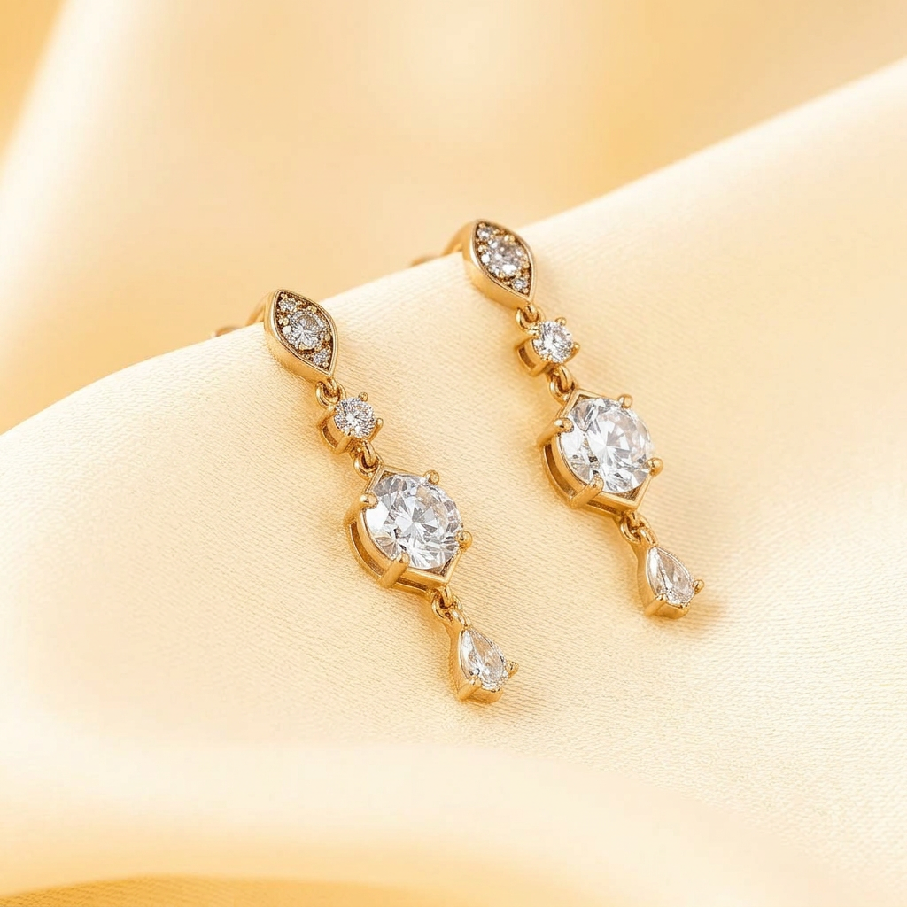 Drop Diamond Earrings view 2
