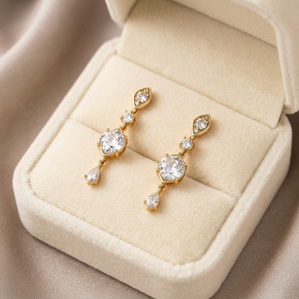 Drop Diamond Earrings view 3
