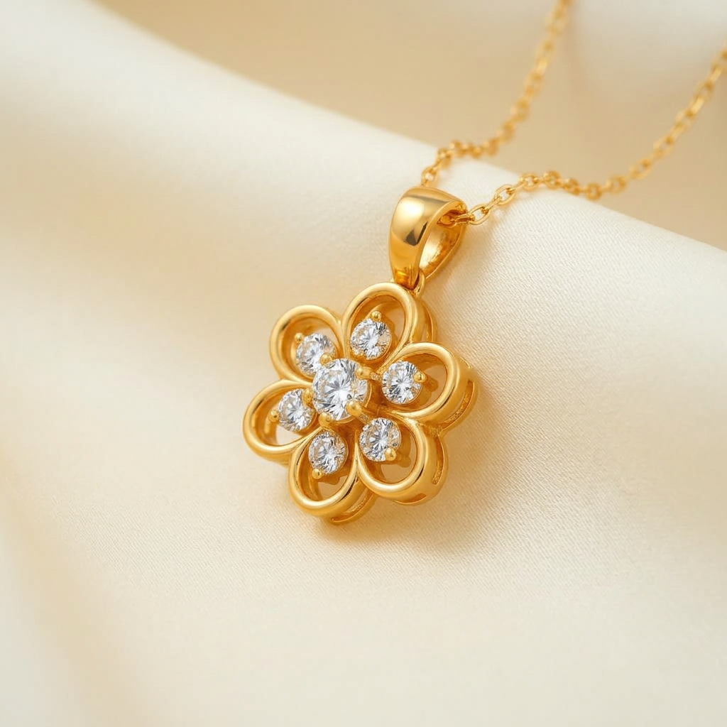 Floral Diamond Pendant view 2