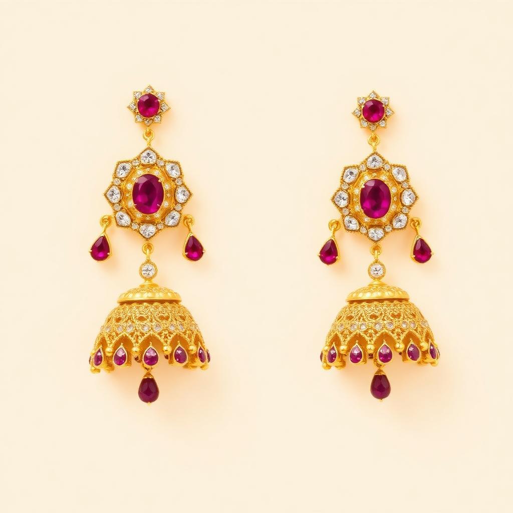 Ruby Kundan Jhumka Earrings